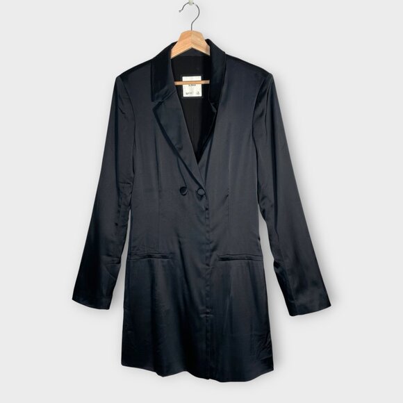 Abercrombie & Fitch Black Satin Blazer Mini Dress SMALL TALL (ST) - Picture 2 of 11